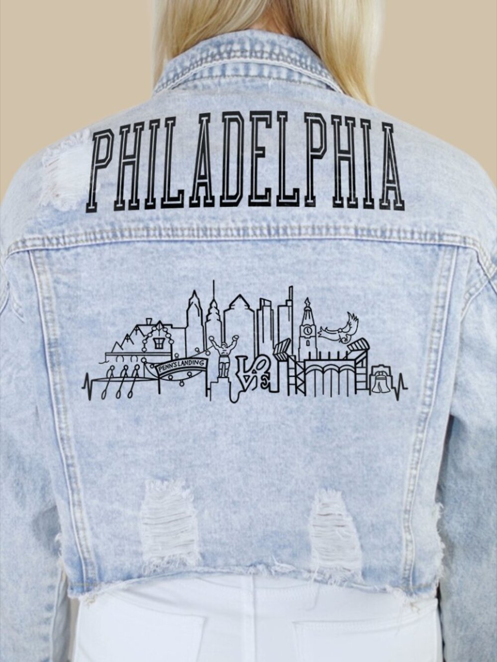 Philadelphia City Skyline Denim Jacket